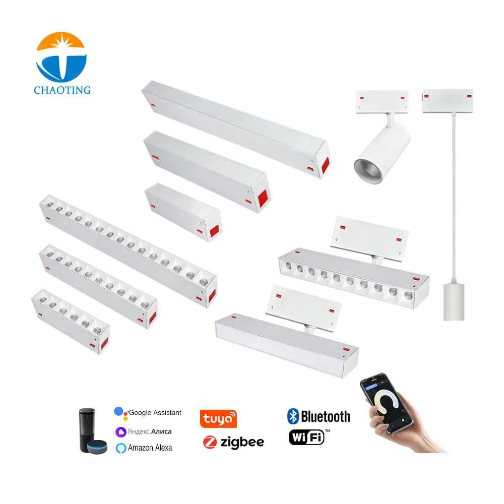 Random Movable LED Track Linear Spotlight With Magnetic Track Rail And Mobile APP Controlled System