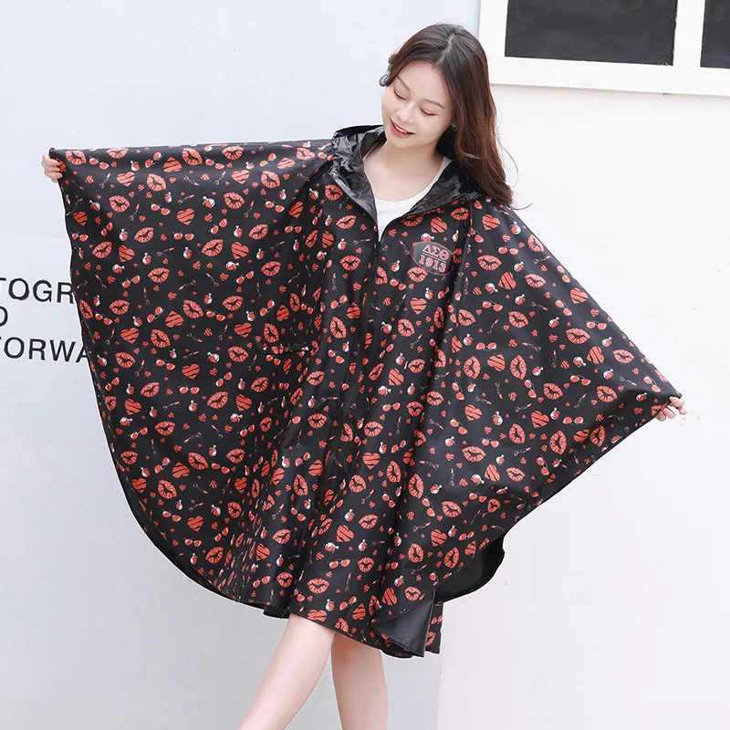 2022 New fashion print cut sleeves waterproof fabric poncho reusable raincoat rain wear for cute young adult