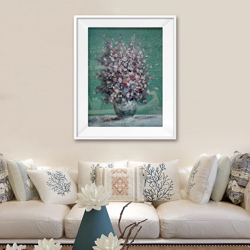 Customizable hotel home Entrance decorative flower art pure hand painted color knife oil painting modern abstract texture mural