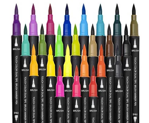 Supplier Manufacturer Wholesale Water-based Colorful Dual Tips Brush Marker Pen