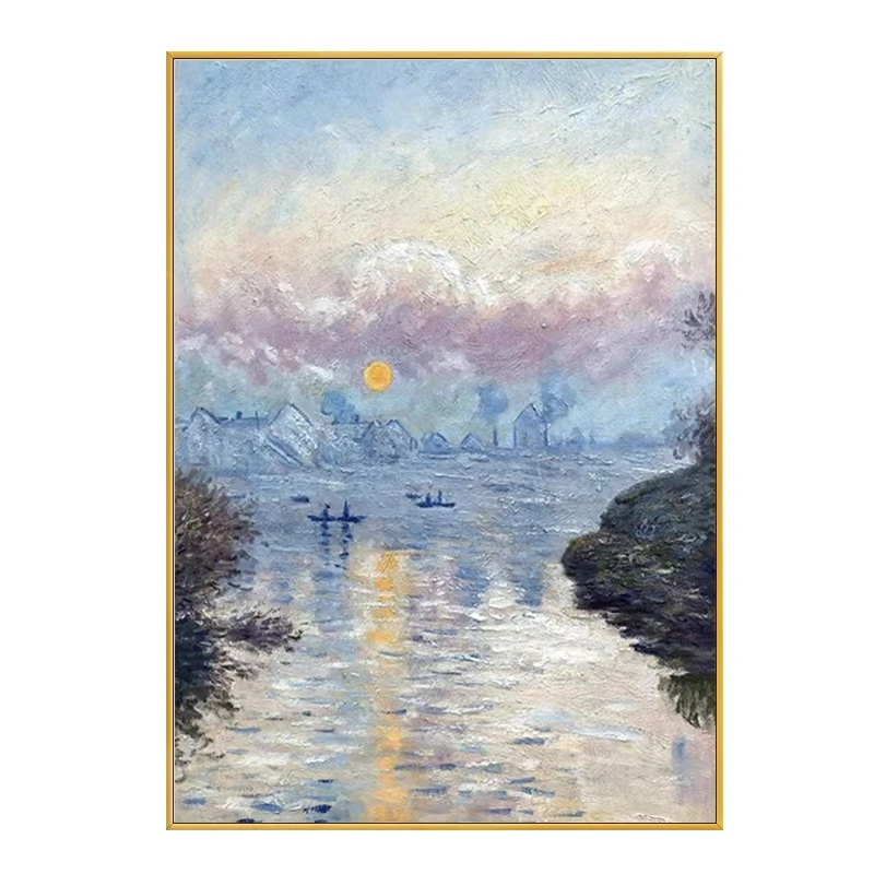 Famous Artist Handmade Sunset Impression Canvas Painting painting for Wall decor