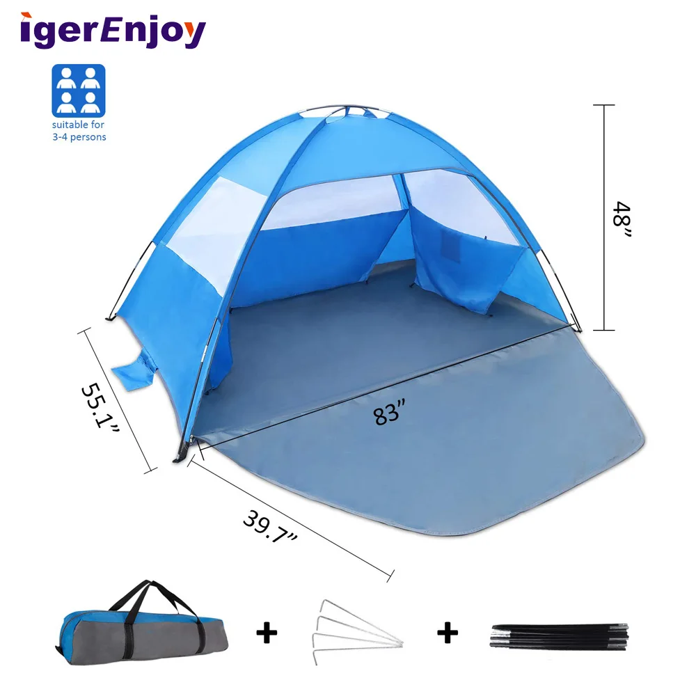 UPF 50+ Sun Shade Easy Set Up Cabana 2 Person Instant Outdoor Pop Up Beach Tent