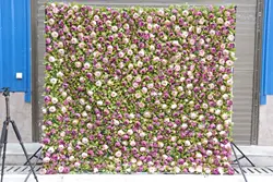 New Product Decorative Flowers &amp Wreaths Artificial Flowers 3D Silk Roses Panel Wedding Backdrop Flower Wall