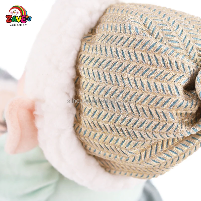 Traditional Christmas Gift Elf Pair Sitting for Home Indoor Decoration with Delicate Handmade Accessories