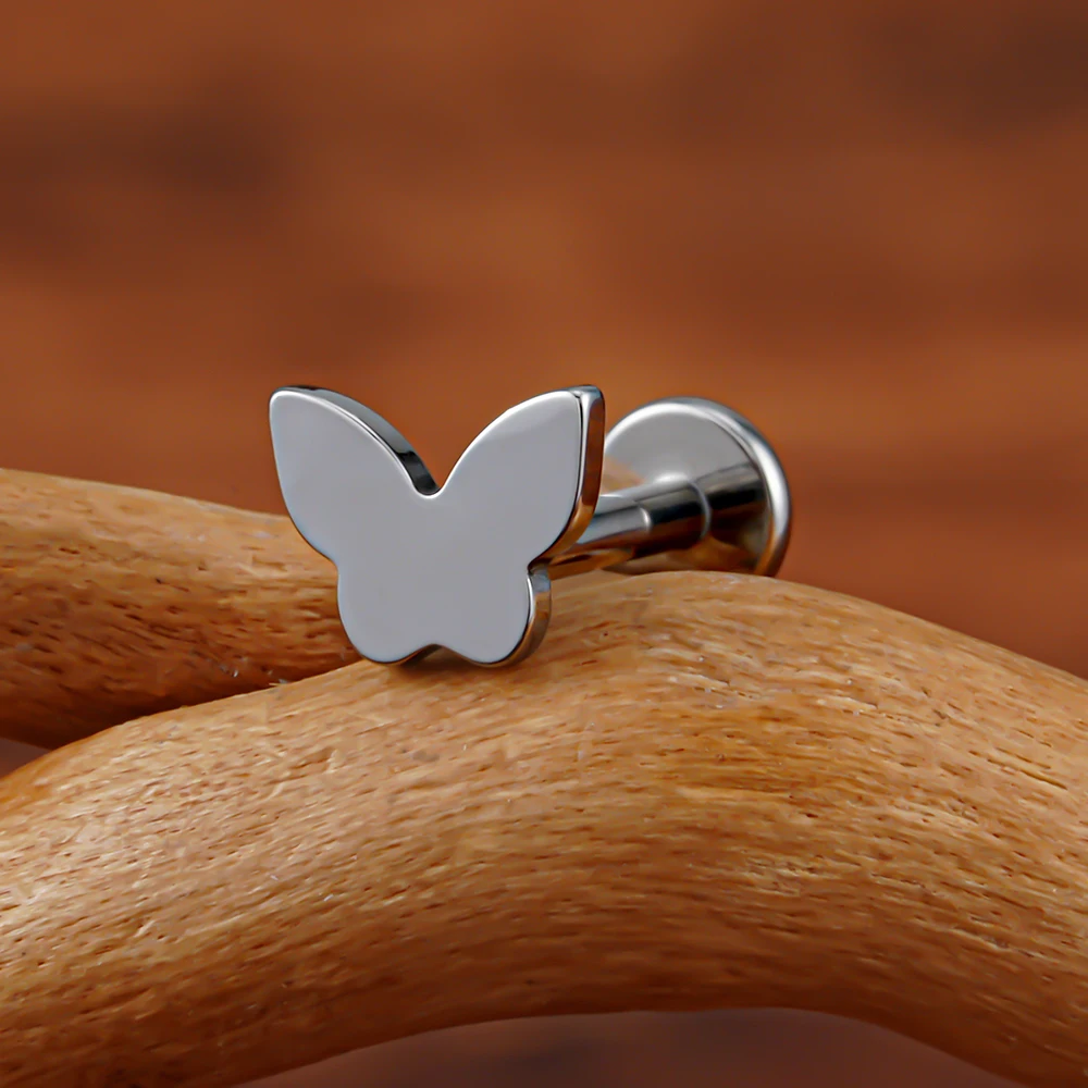 Right Grand ASTM F136 Titanium Tiny Butterfly Ear Stud Cartilage Tragus Helix Earring Piercing Jewelry Minimalist Insect Earring
