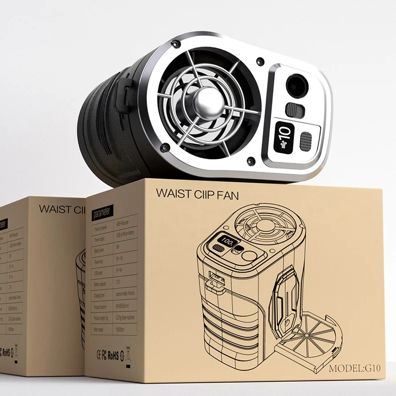 Upgrade Waist Clip Fan Large Air Volume Portable Wearable Personal Body Fan 10000mAh Hands-free Belt Fan For Sport