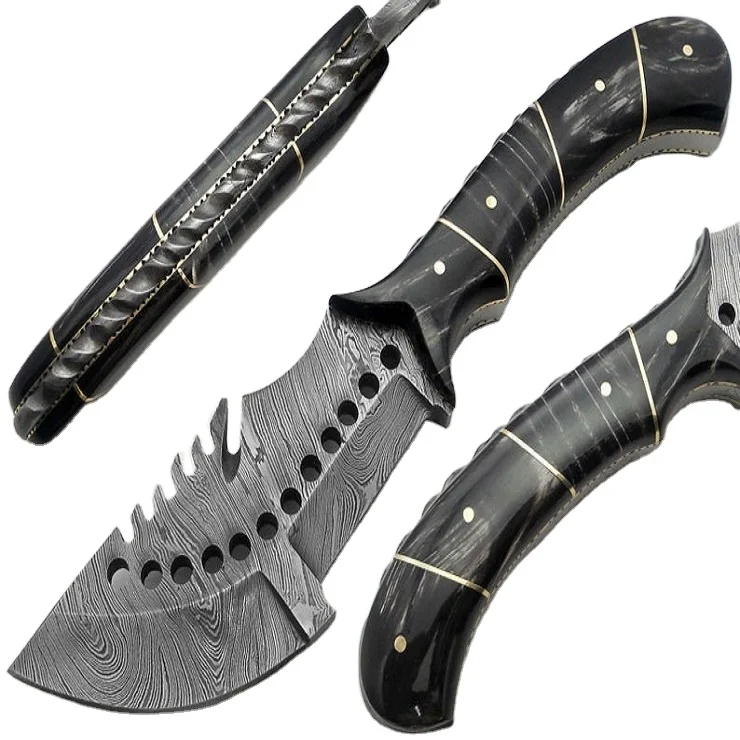
8.5' inches Custom hand made Damascus steel hunting tracker knife outdoor camping tool 