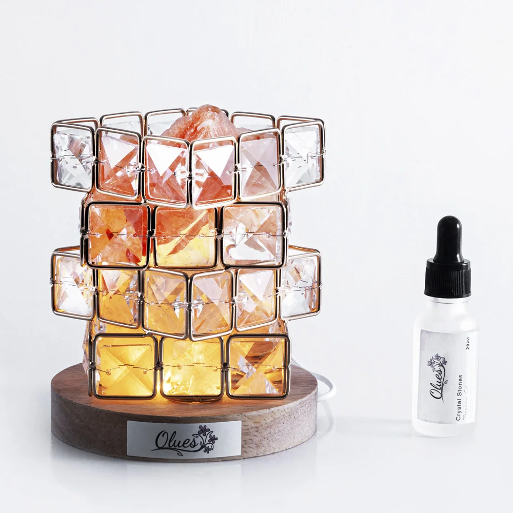 Crystal Nature Rose Salt Lamp Fragrance Refreshing Diffuser Stones Three Light Colors Aroma Home Decor Gift set
