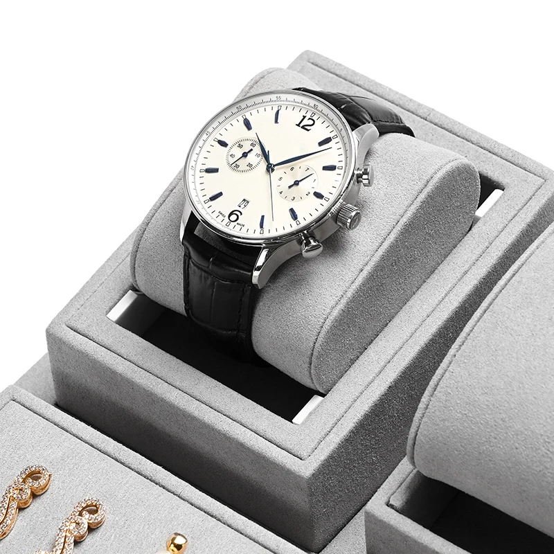 FANXI Monet Grey Jewelry Combo Set Microfiber Luxury Jewelry Display Stand Set Window Display Props