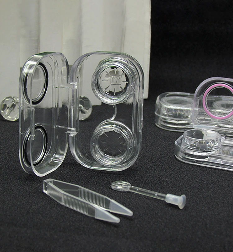 Оптовая продажа, портативный полностью прозрачный контейнер для контактных линз с логотипом на заказ