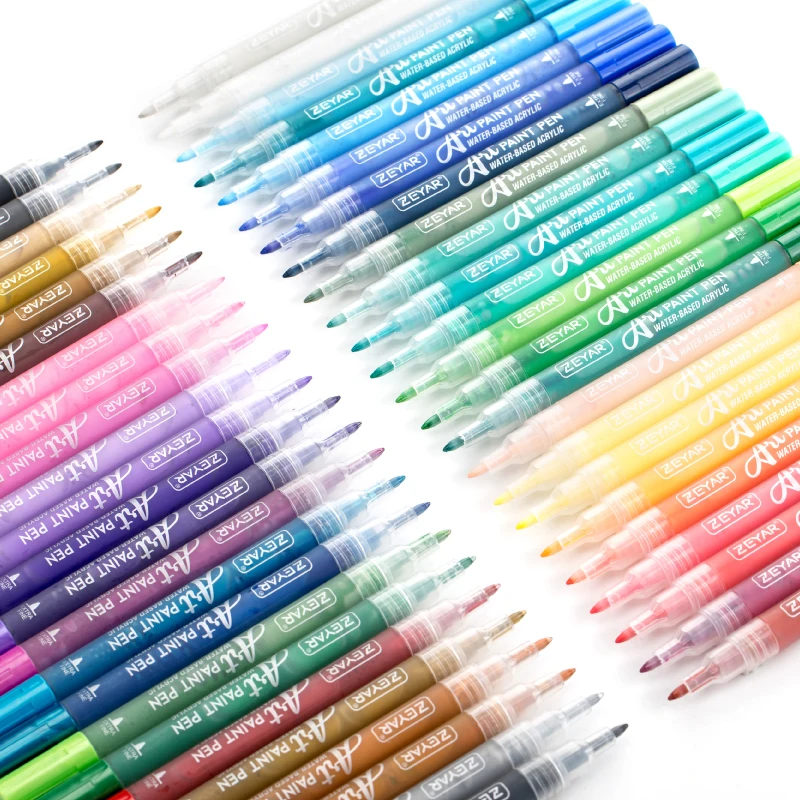 Customized ZEYAR Acrylic Paint Pens Extra Fine Point 64 Colors  Water Based Waterproof Ink Paint Marker for Rock Painting