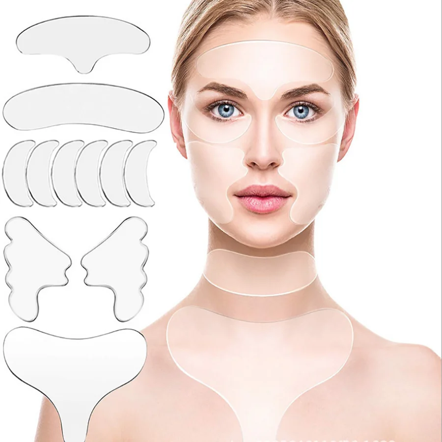 Многоразовые силиконовые патчи против морщин для лица, патчи для удаления морщин из смузи