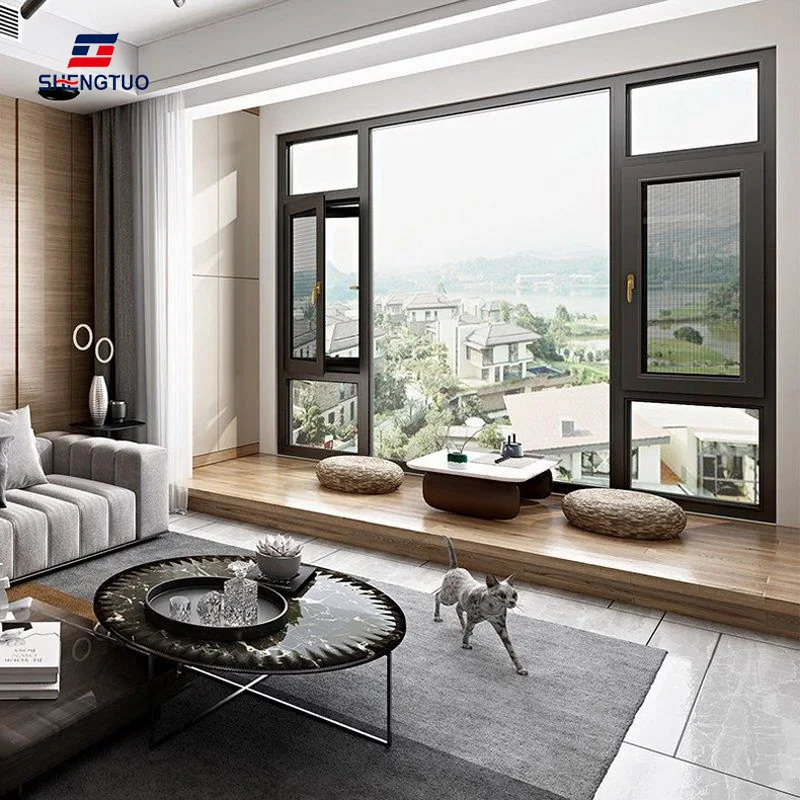 Latest design aluminum doors and window screen integrated swing window design double glass outwards window ventilation