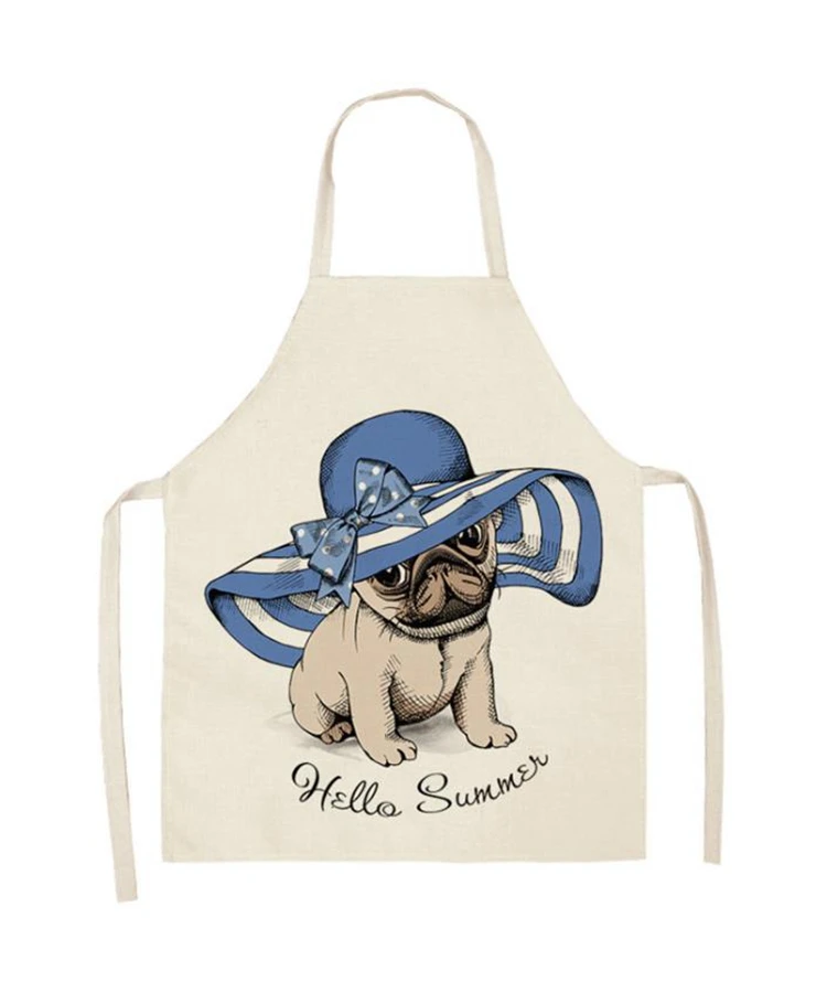 Cute pug pattern linen apron