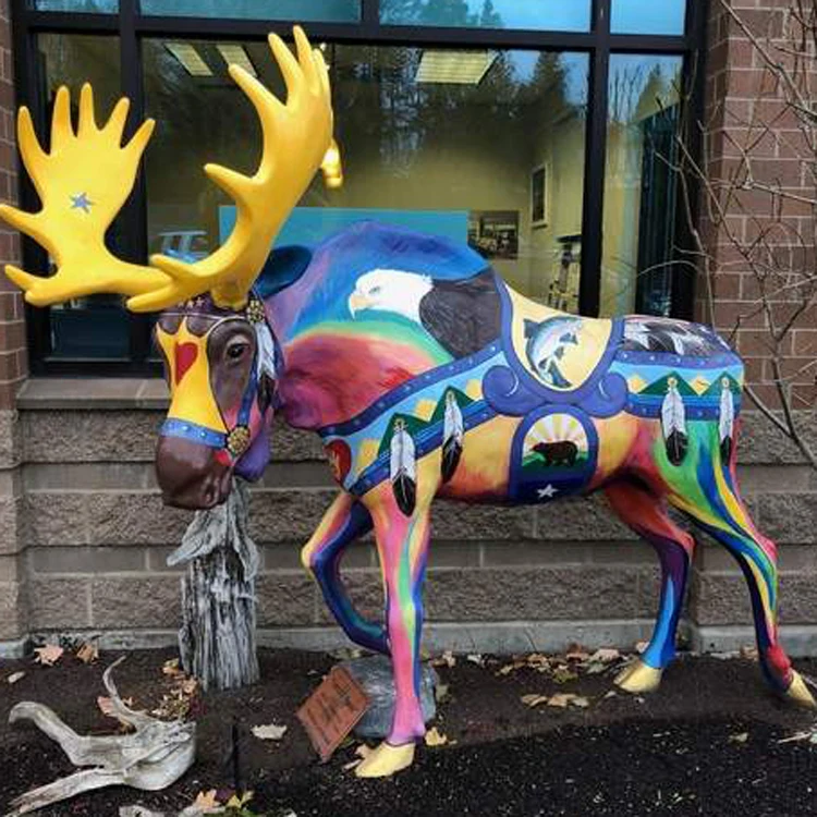 High quality Life Size Resin Moose Statue Fiberglass Elk Sculpture