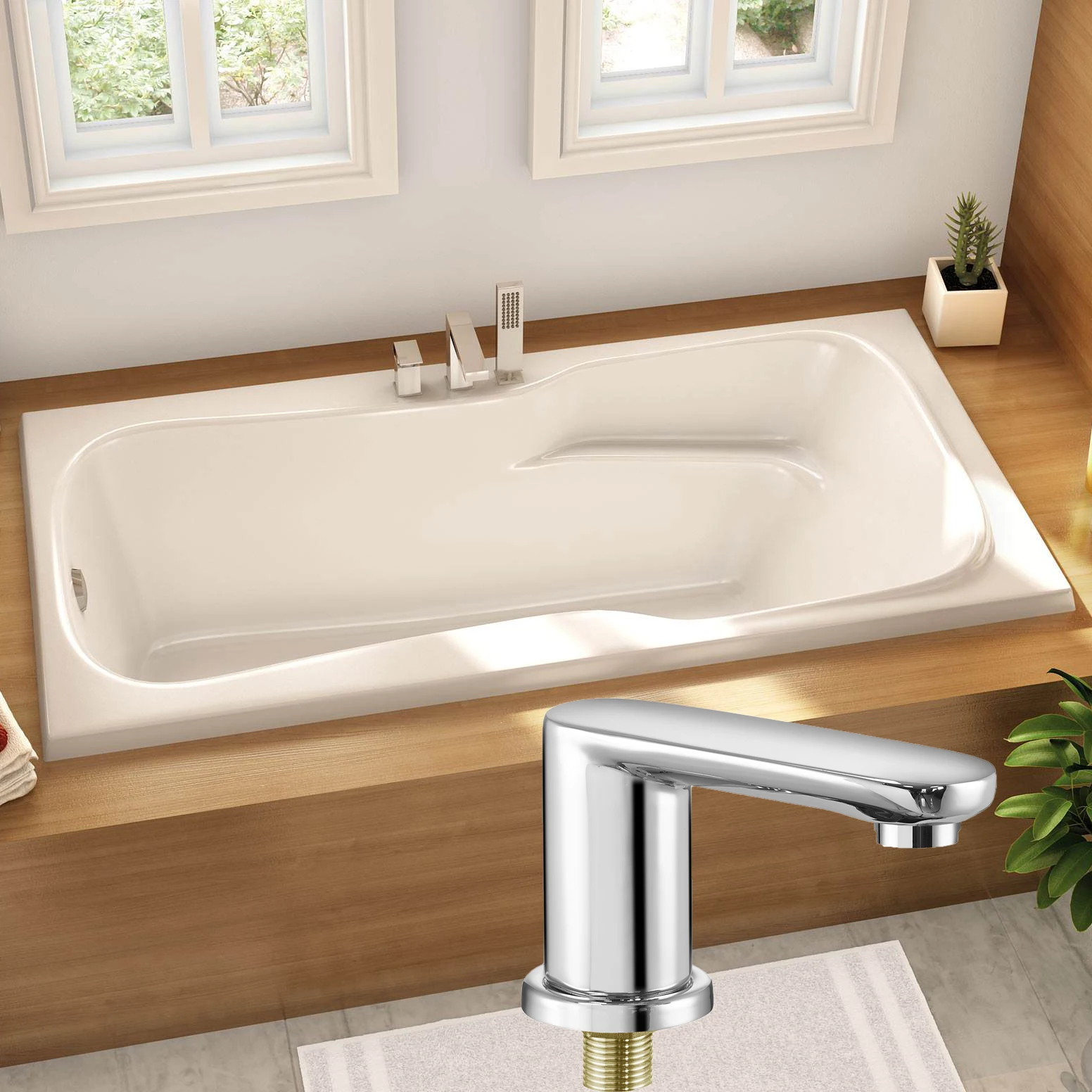 Stainless Steel 7-Shaped Right Angle Bathtubs Waterfall Faucet in Chrome Finish for  Bathroom Hardware Accessories