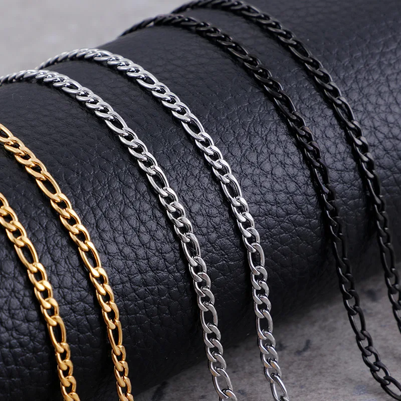 GP 3+1 Figaro chain Stainless steel chain bulk gold plated gunmetal for jewelry making findings Spool Roll by meter diy