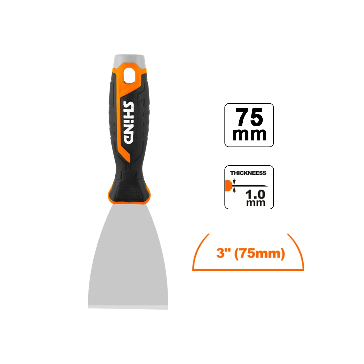 SHIND 37162 Soft Handle Wall Plastering Construction Tools Putty Knife 3inch/75mm Paint Cleaning Scraper With Solvent Resistant