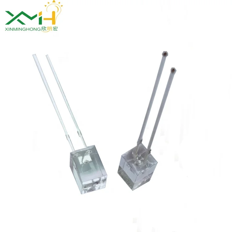 Rectangular LED diode 5x5x7mm with transparent lens, through hole, blue 465-470nm DIP LED
