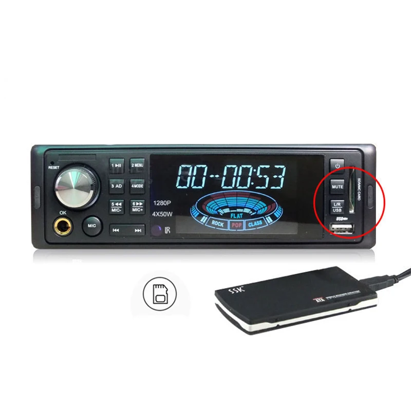 Sales promotion 24v 1 din radio with USB SD BT HDD Karaoke microphone input 1080p video for yutong bus coach multimedia