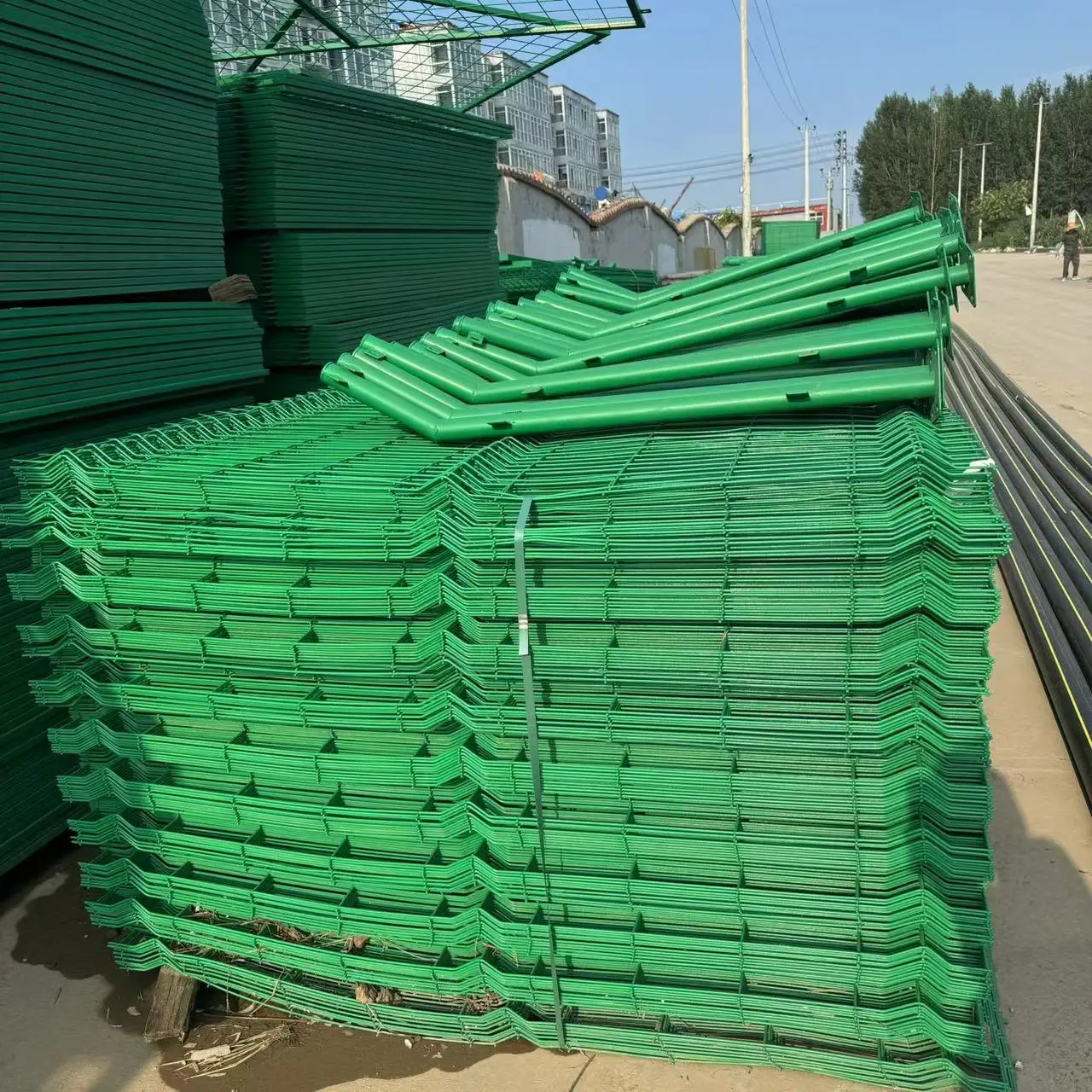 3D Fence Steel  Metal  Easy-to-Assemble Temporary Iron Galvanized Powder Coated Factory Park Use Includes Rail Fencing Gate