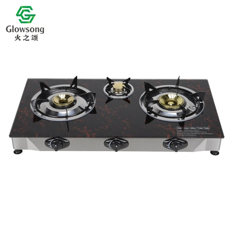 
New 7mmTempered Glass Panel GasTriple Burner Stove Factory Supply Attractive Price 