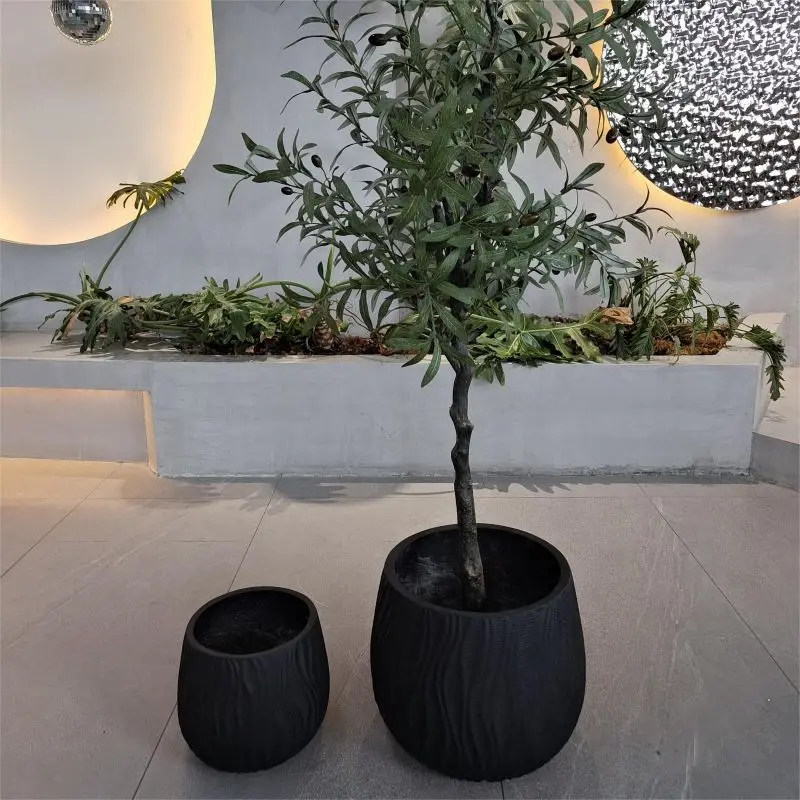 Fiber Clay Flower Garden Planter Pots Wholesale Price Fiber Flowerpots Sets For Indoor Outdoor Home Decoration