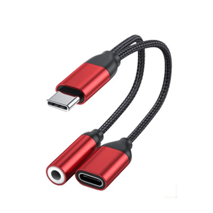 USB Type C to 3.5mm Headphone and Charger Adapter 2-in-1 USB C to Aux Audio Fast Charging Cable