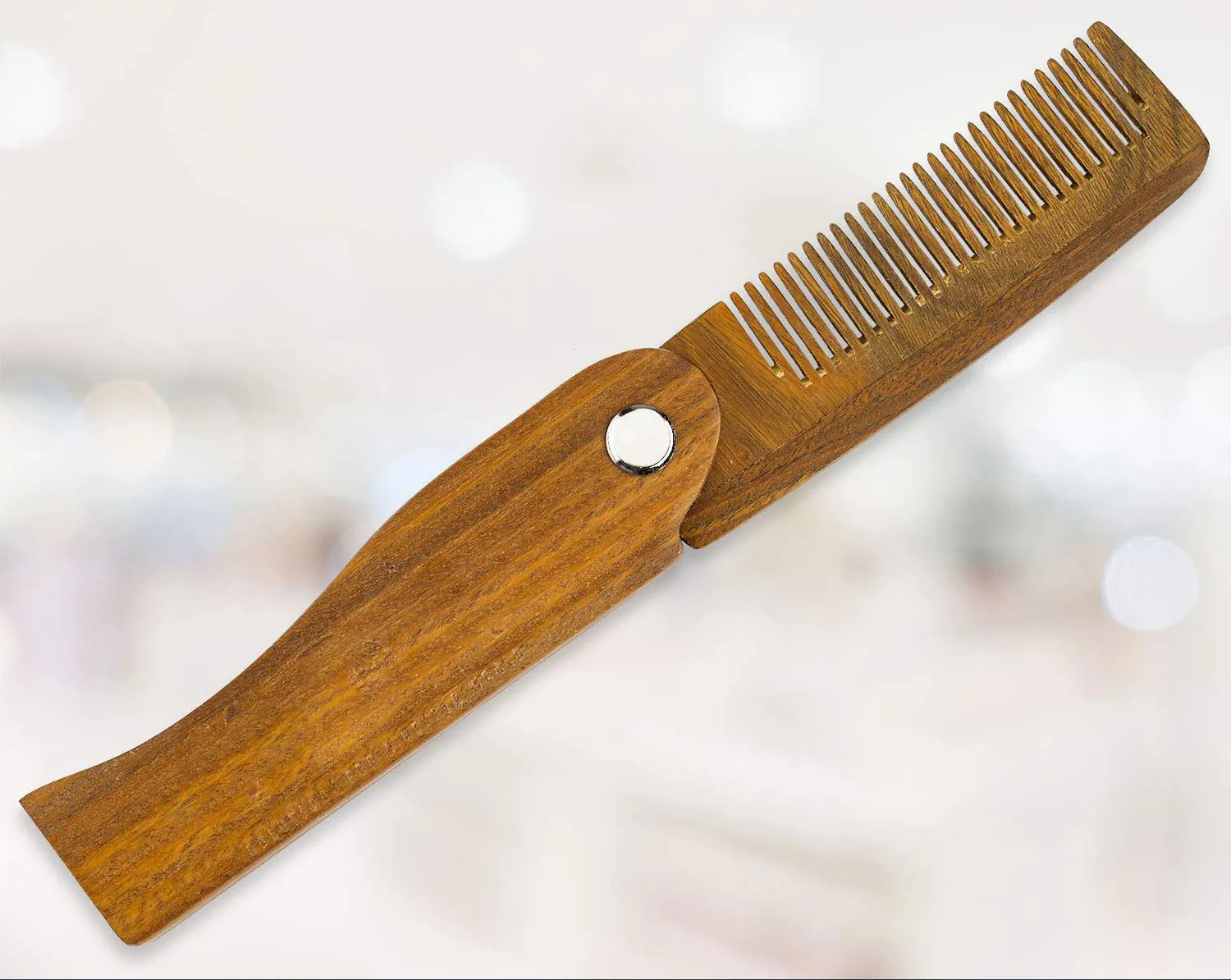 
Travel Customized logo Green sandalwood folding wooden beard comb 