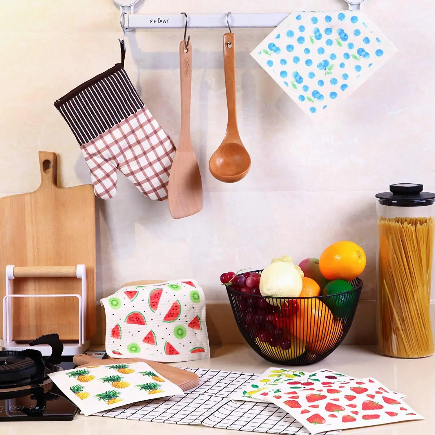 Hot Selling Custom Design Eco-Friendly Lemon Reusable Cellulose Cotton Cleaning Cloth Swedish Dishcloth For Kitchen