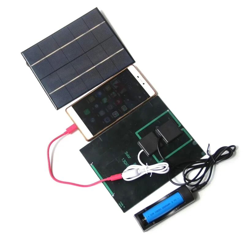 BUHESHUI Mini Multi-purpose 3.5W Solar Cell With DC35MM Base For 18650 Rechargeable Battery+USB Output For Mobile Power Banks