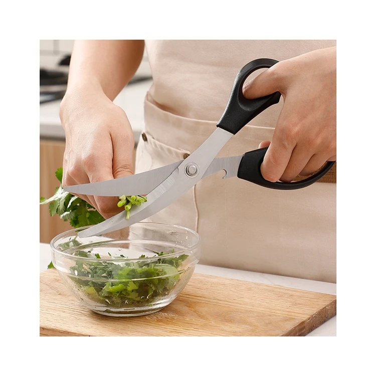 Competitive Price Kitchen Single Scissors Korean Curved Blade Barbecue Scissors