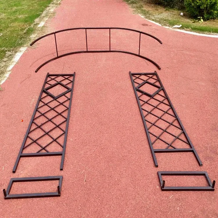 Black Metal Steel Garden Arch Trellis With Gate Climbing Plants