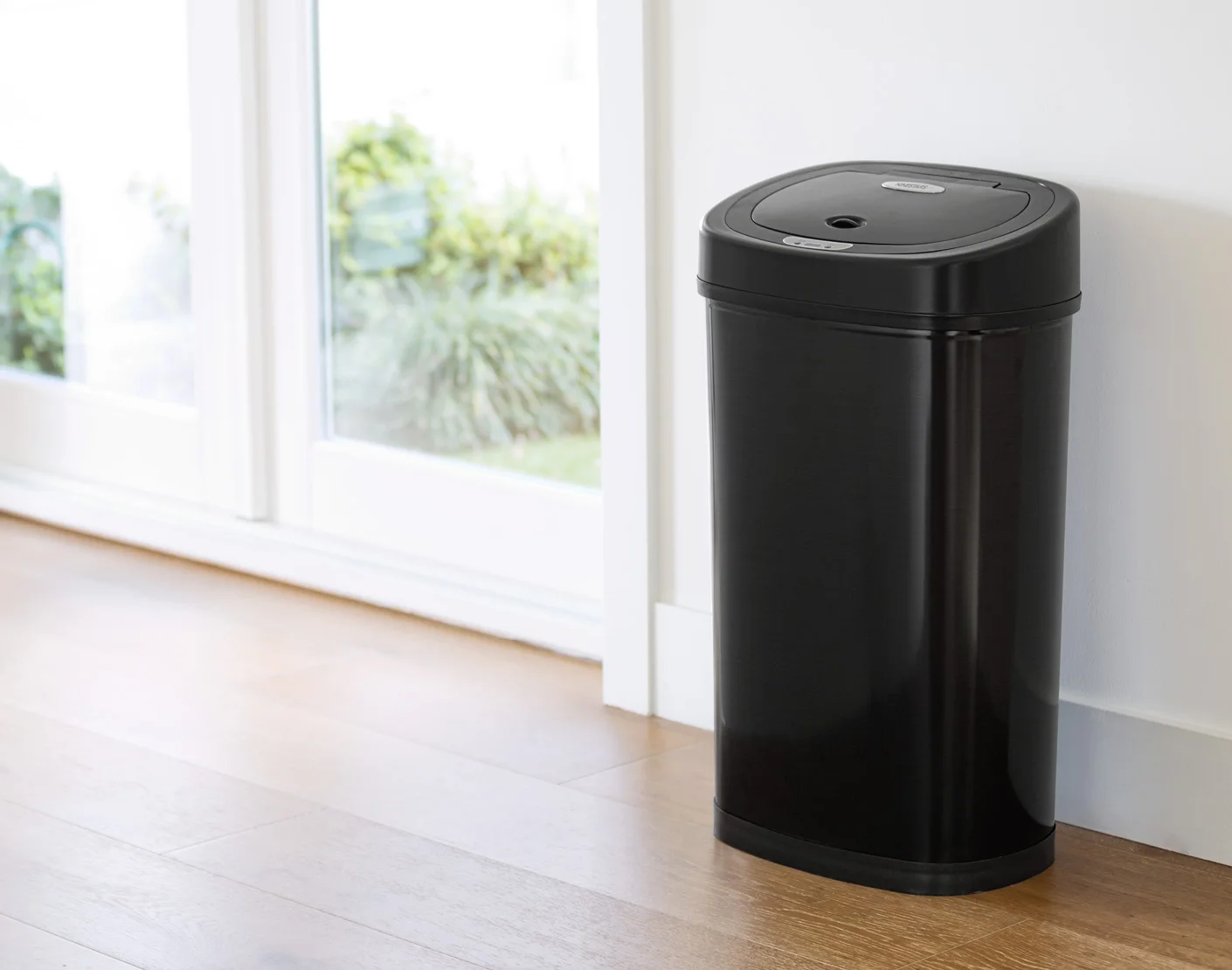 NINESTARS 13 gallon 50 Liter stainless steel 430 black waste bin touchless trash can high-tech household induction sensor bin