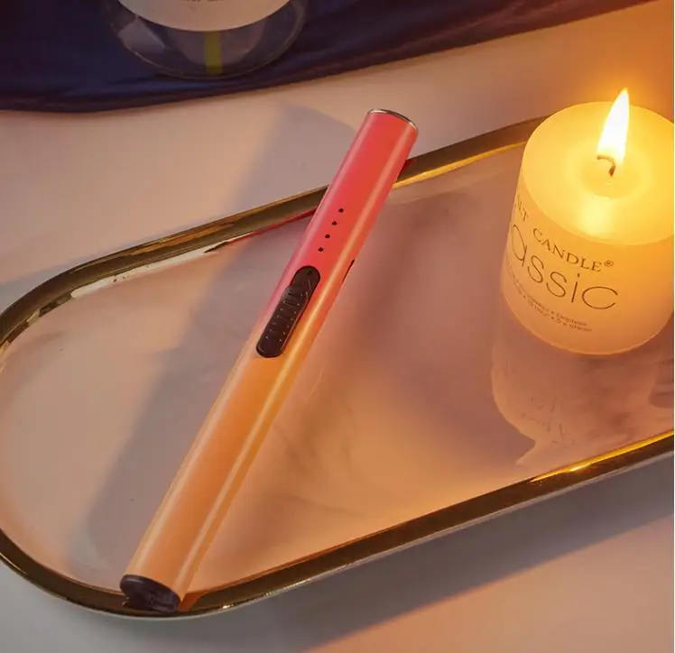 Electronic Windproof Lighter Candy Color Kitchen Outdoor Aromatherapy Candle Lighter