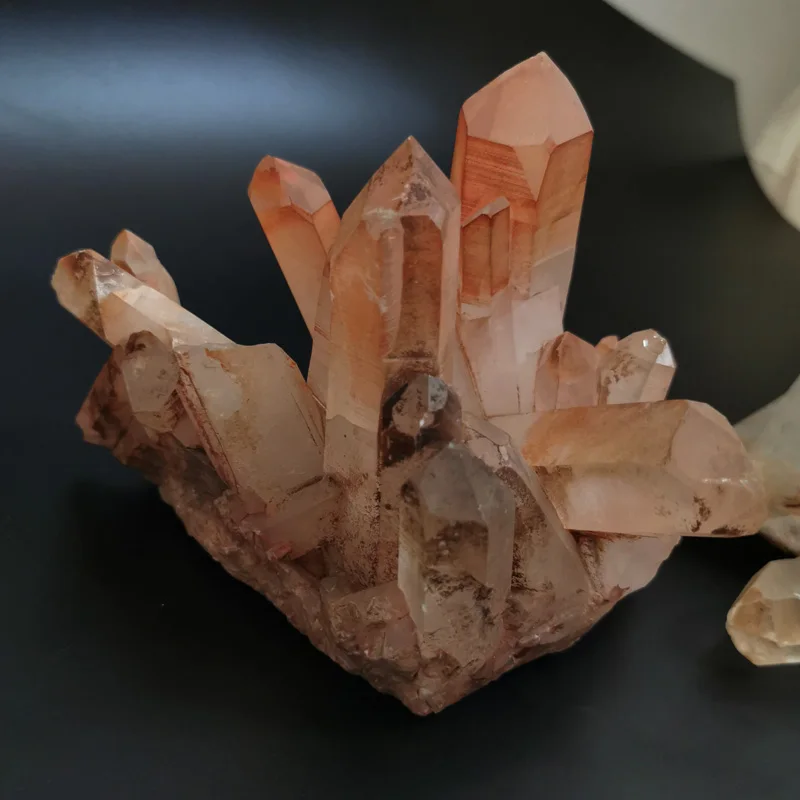 Natural Rock Quartz Hematite Red Clear Quartz Raw Crystal Cluster