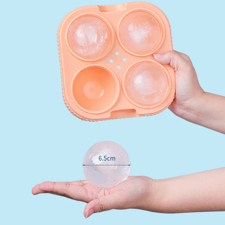 HAIXIN Silicone Ice Cube Tray 4 Round Ice Cube Mold For Whisky