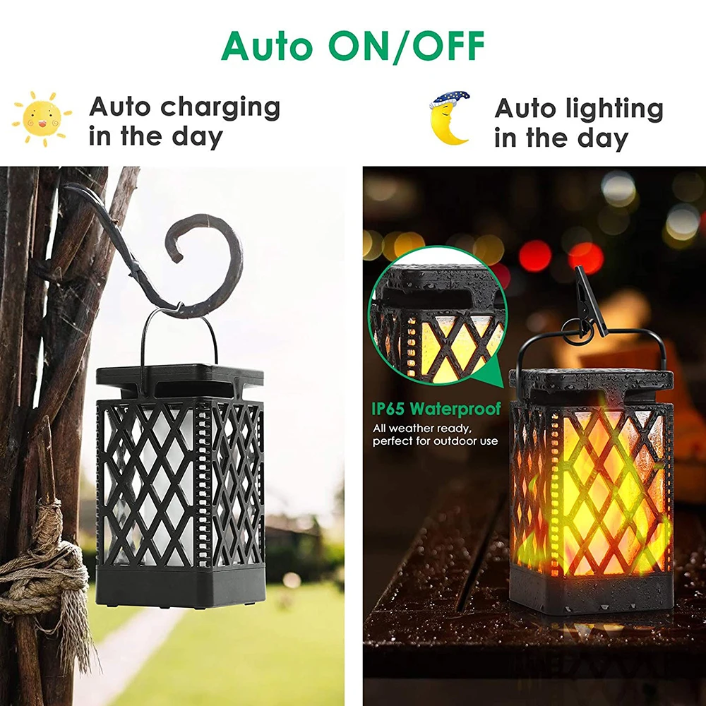 Flameless Hanging Dancing Flickering Flame Led Solar Decorative Plastic Led Candle Lantern