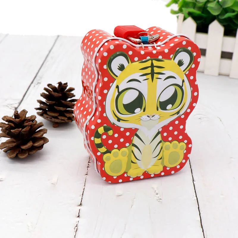 TOPSTHINK Wholesale Large Cartoon Cute Tiger Kids Safe Custom Money Box Piggy Bank For Boys With Key