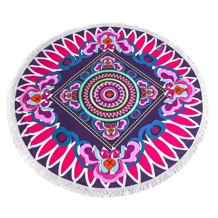 Microfiber Sand Less Sandfree Tassel Towel Circle In Bulk Sand Free Customised Custom Wholesale Round Beach Towel