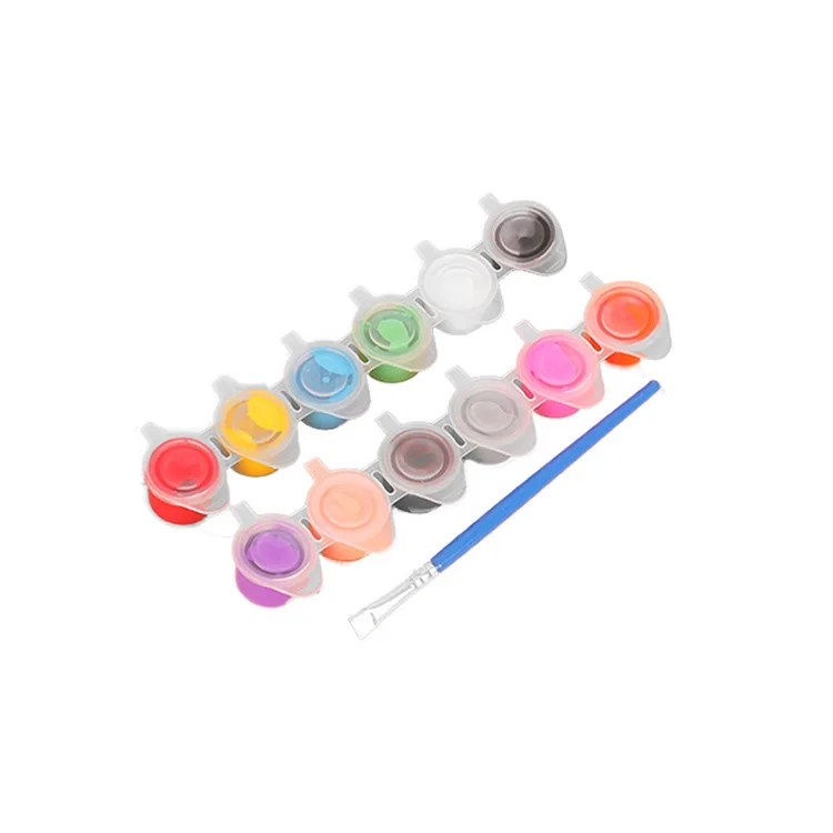 Hot Selling non-toxic DIY 12 colors 5ml strips acrylic paint pot customized acrylic paintings for kids adults