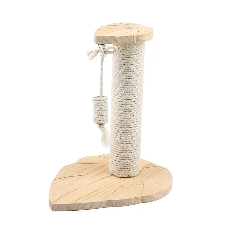 Простая недорогая качественная небольшая сизальная деревянная Когтеточка для кошек с сизалевой веревкой и шариком