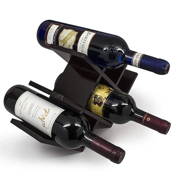 Factory direct selling solid wood table top wine rack on the desk