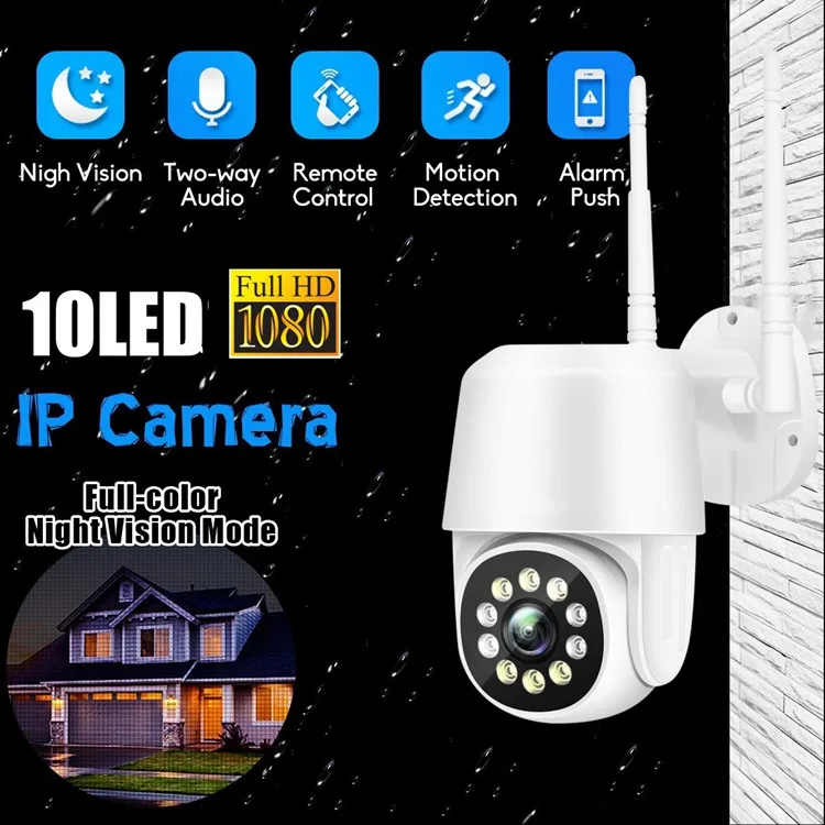 Outdoor Wireless Smart Home Security Full Color Night Vision Motion Detection AI Auto Tracking WiFi 1080P PTZ IP Camera