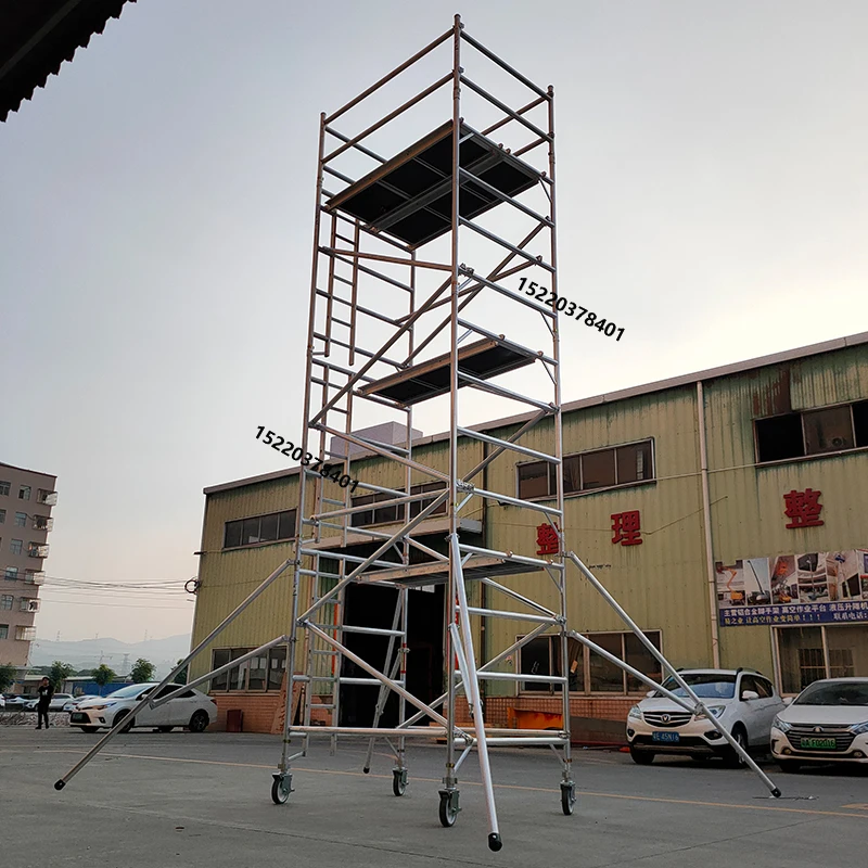 Complete system 6m 12m mobile scaffold tower ladder aluminium rolling scaffolding construction price bricky wall building tool