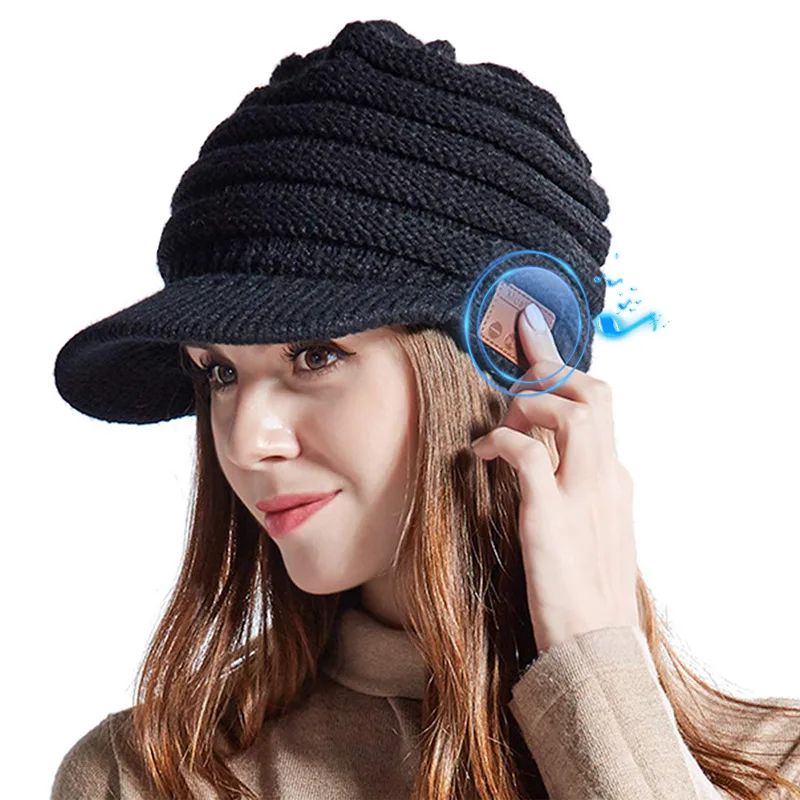 Wholesale New Bluetooth Hat for women dropshipping Outdoor Wireless Headphone Knitted Hat Multi-function BT 5.0 Music Hat