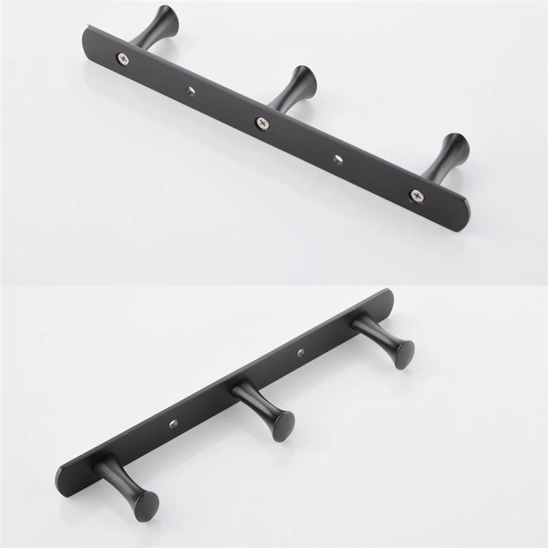 
Black Brass Bottom Plate&Alloy Hook Wall Mounted Towel&Coat&Robe Hook Electroplating Finish Row Hook Kitchen Hardware 