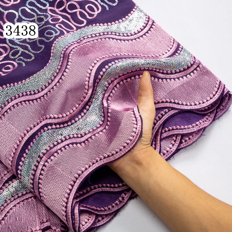 3438 Cheapest African Lace Fabric Free Shipping New Trends Swiss Voile Cotton Sequins Lace For Women Wedding Party Dress Sew