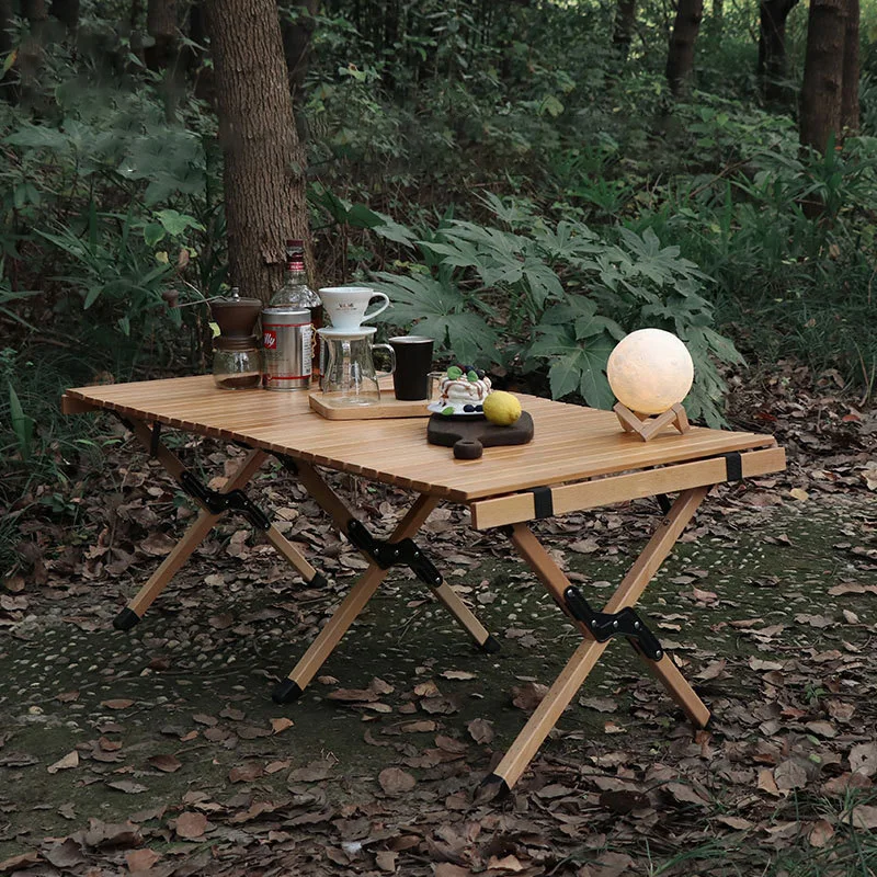 Outdoor Portable Folding Wooden Travel Camping Picnic Table for Camping Trip Garden Beach BBQ Backyard