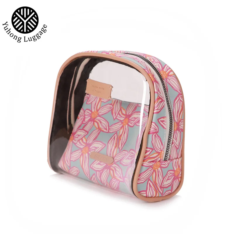 Yuhong  PVC Cosmetic Transparent Bag Waterproof Clear Travel Toiletry Bag Custom Cosmetic Make up Bag
